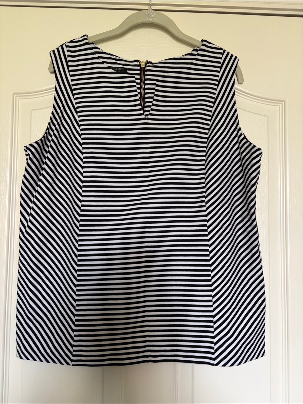 Talbots Black and White Striped Shell Top Tank sz 1X 14 12